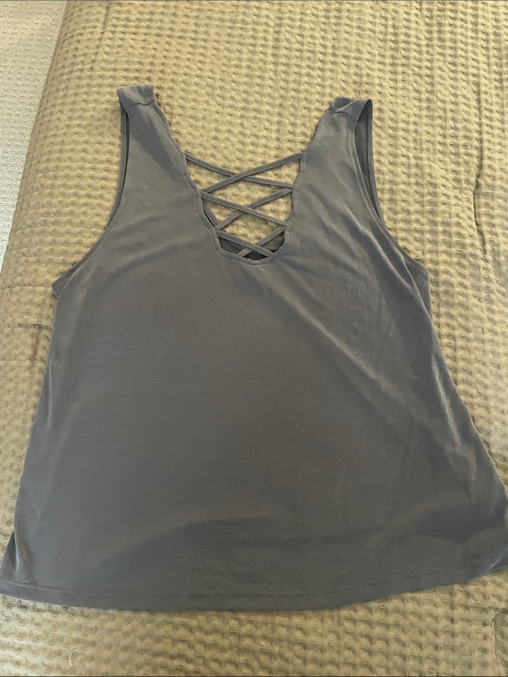 American Eagle Outfitters Crisscross V-Neck Tank Top in gray